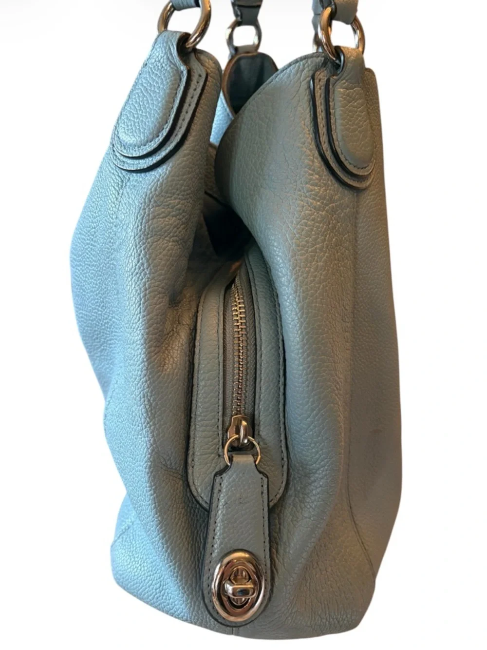 Coach Edie Turn Lock Shoulder Bag in a light blue